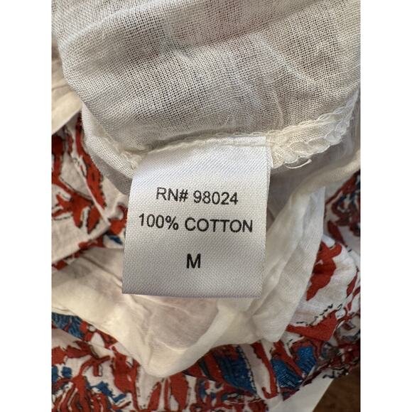 House Of Harlow 1960 Size M Smocked Mini Skirt Rust Floral Bohemian Cotton - Picture 5 of 7